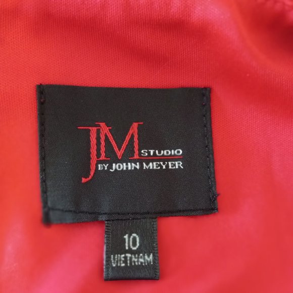Women's Red Dress NEW Gold Chain Sz 10 CutOut Hem/Sleeve JM Studio By John Meyer - Picture 12 of 15